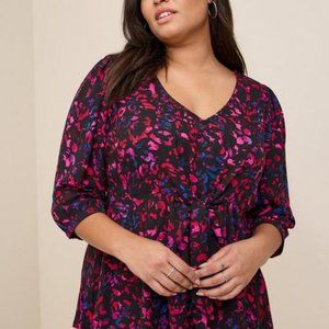 Georgette Tie-Front Blouse Rainbow Leopard, NWT